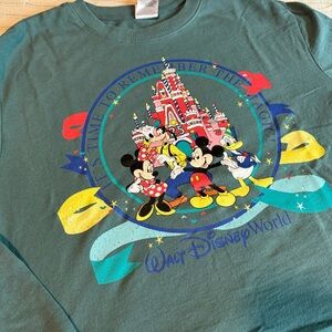 Disney Vintage 25th Anniversary Cake Castle Cropped Long Sleeve Shirt